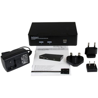 Alternate-Image1 Image for StarTech 2 Port USB HDMI KVM Switch w/ Audio & USB 2.0 Hub, TAA