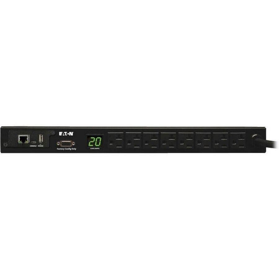 Alternate-Image2 Image for Eaton 1.9kW Single-Phase Monitored PDU, 120V Outlets (8 5-15/20R), L5-20P/5-20P Adapter, 12 ft. (3.66 m) Cord, 1U Rack-Mount, LX Platform Interface, TAA