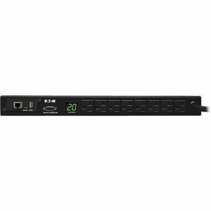 Alternate-Image2 Image for Eaton 1.9kW Single-Phase Monitored PDU, 120V Outlets (8 5-15/20R), L5-20P/5-20P Adapter, 12 ft. (3.66 m) Cord, 1U Rack-Mount, LX Platform Interface, TAA