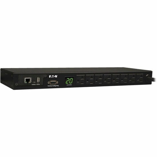 Main Image for Eaton 1.9kW Single-Phase Monitored PDU, 120V Outlets (8 5-15/20R), L5-20P/5-20P Adapter, 12 ft. (3.66 m) Cord, 1U Rack-Mount, LX Platform Interface, TAA