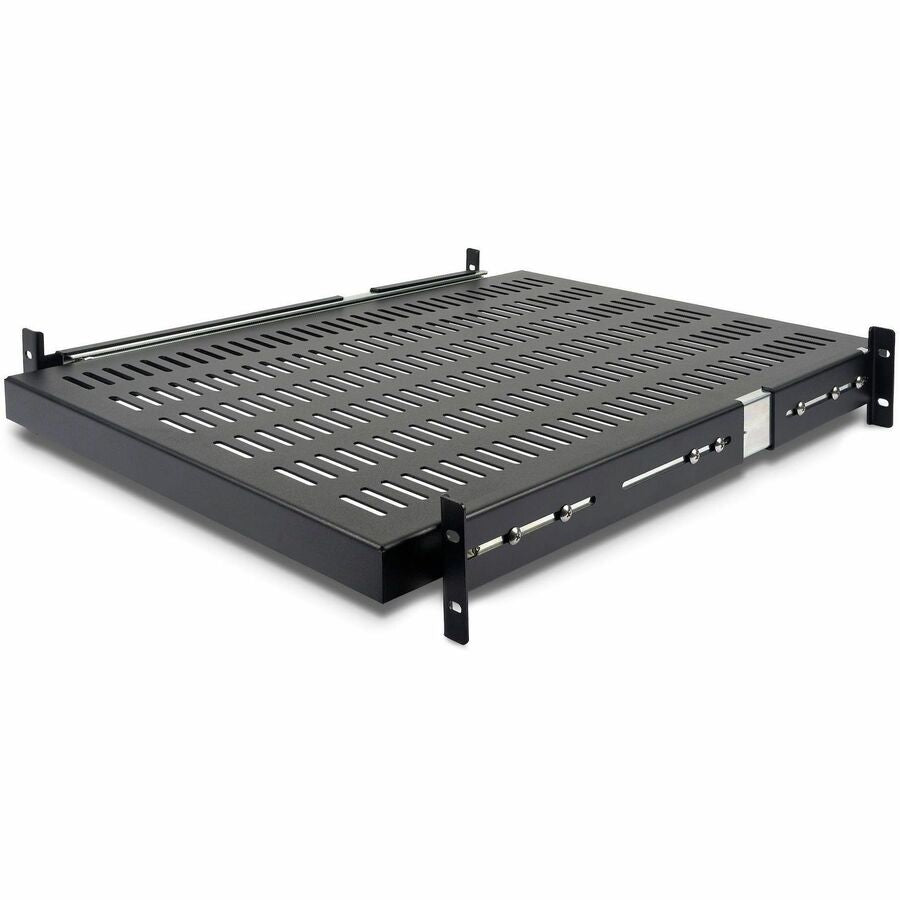 Alternate-Image1 Image for StarTech.com 2U 20 to 30in Adjustable Mounting Depth Vented Sliding Rack Mount Shelf - 50lbs / 22.7kg - 24in Deep