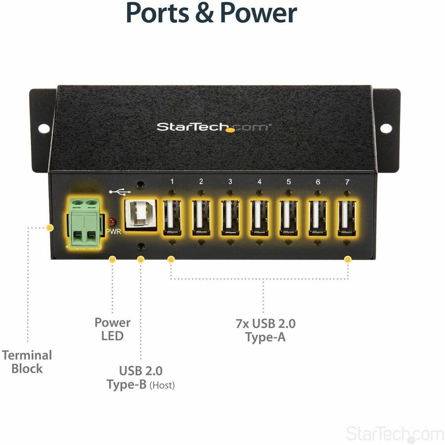 Alternate-Image4 Image for StarTech.com Mountable Rugged Industrial 7 Port USB 2.0 Hub