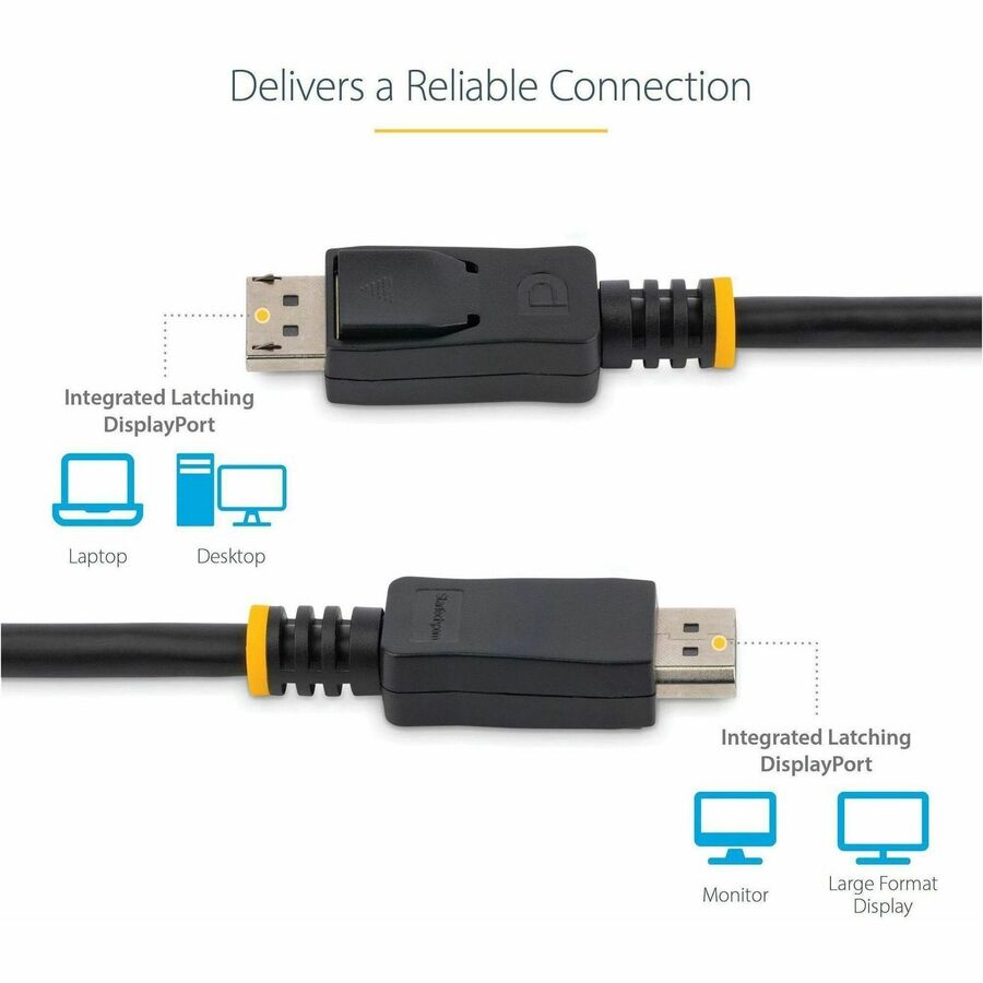 Alternate-Image2 Image for StarTech.com 3ft (1m) DisplayPort 1.2 Cable, 4K x 2K UHD VESA Certified DisplayPort Cable, DP Cable/Cord for Monitor, w/ Latches