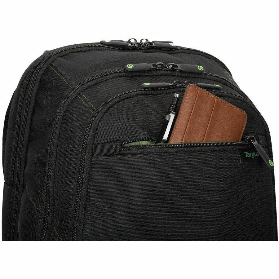 Alternate-Image10 Image for Targus Spruce EcoSmart TBB019US Carrying Case (Backpack) for 17" Notebook - Black, Green - TAA Compliant