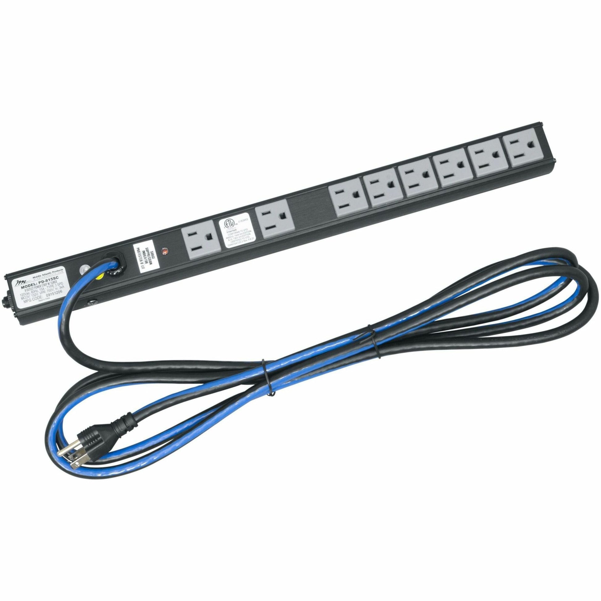 Main Image for Middle Atlantic High-Density Slim Power Strip - 8 Outlet - 15A