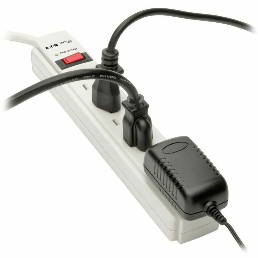 Alternate-Image2 Image for Eaton Tripp Lite Series Protect It! 6-Outlet Surge Protector, 6 ft. Cord, 900 Joules, Diagnostic LED, Light Gray Housing