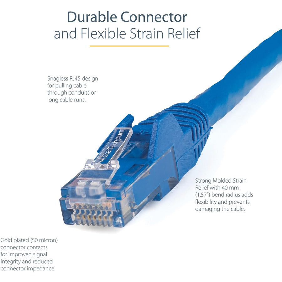 Alternate-Image3 Image for StarTech.com 5ft CAT6 Ethernet Cable - Blue Snagless Gigabit - 100W PoE UTP 650MHz Category 6 Patch Cord UL Certified Wiring/TIA