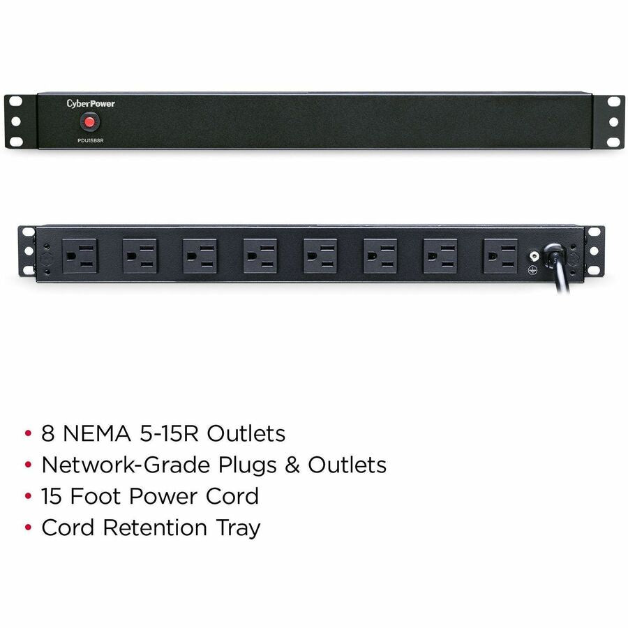 Alternate-Image2 Image for CyberPower PDU15B8R 100 - 125 VAC 15A Basic PDU