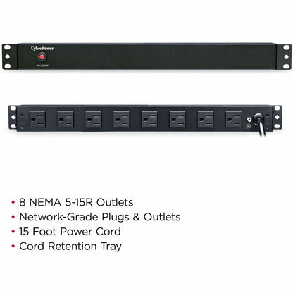 Alternate-Image2 Image for CyberPower PDU15B8R 100 - 125 VAC 15A Basic PDU