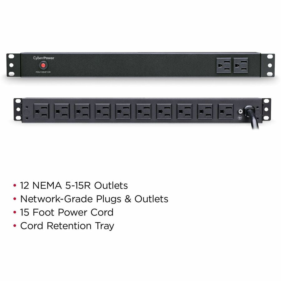 Alternate-Image3 Image for CyberPower PDU15B2F10R 100 - 125 VAC 15A Basic PDU