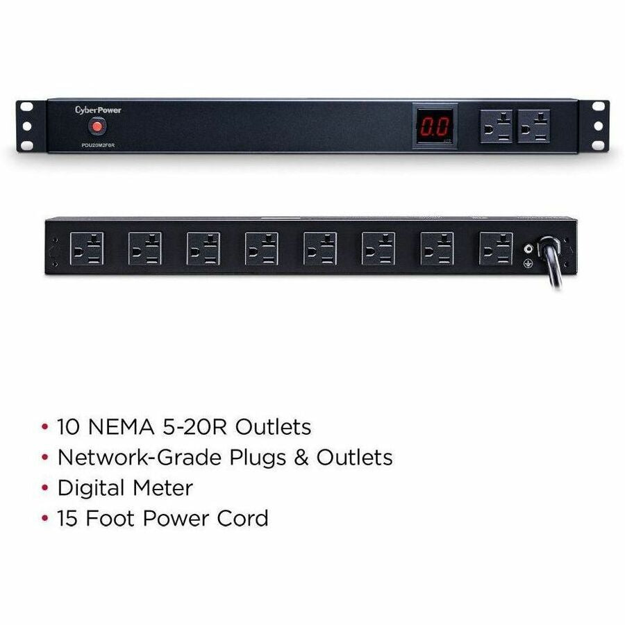 Alternate-Image3 Image for CyberPower PDU20M2F8R 100 - 125 VAC 20A Metered PDU