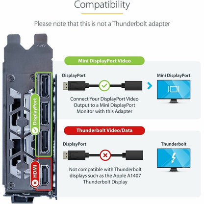 Alternate-Image3 Image for StarTech.com 6in (15cm) DisplayPort to Mini DisplayPort Cable, 4K x 2K Video, DP Male to Mini DP Female Adapter Cable, DP to mDP 1.2