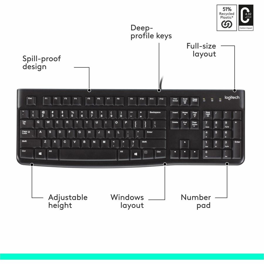 Alternate-Image6 Image for Logitech K120 Plug-and-Play USB Keyboard