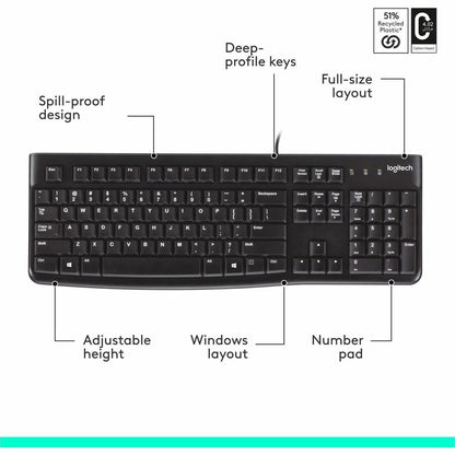 Alternate-Image6 Image for Logitech K120 Plug-and-Play USB Keyboard