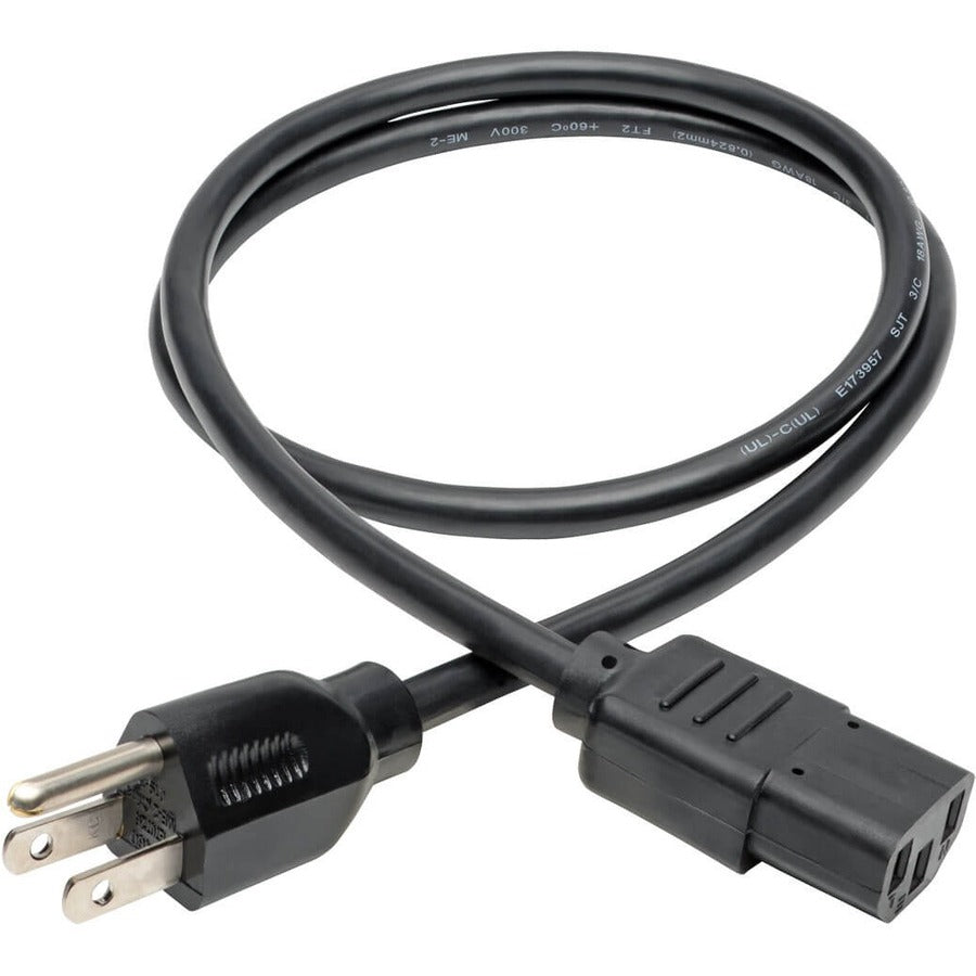 Alternate-Image1 Image for Eaton Tripp Lite Series Desktop Computer AC Power Cable, NEMA 5-15P to C13 - 10A, 125V, 18 AWG, 3 ft. (0.91 m), Black
