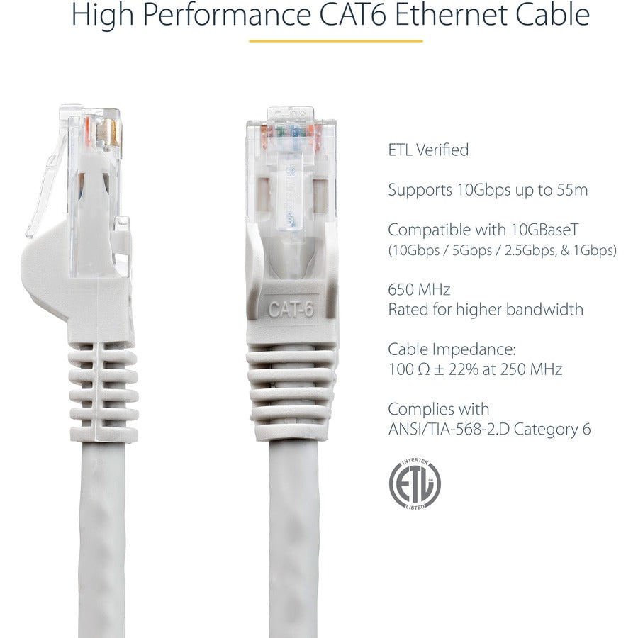 Alternate-Image2 Image for StarTech.com 15ft CAT6 Ethernet Cable - Gray Snagless Gigabit - 100W PoE UTP 650MHz Category 6 Patch Cord UL Certified Wiring/TIA
