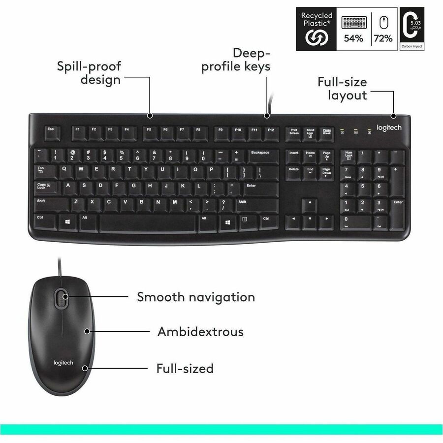 Alternate-Image6 Image for Logitech MK120 Wired Keyboard and Mouse Combo for Windows, Optical Wired Mouse, Full-Size Keyboard, USB Plug-and-Play