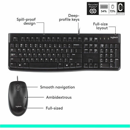 Alternate-Image6 Image for Logitech MK120 Wired Keyboard and Mouse Combo for Windows, Optical Wired Mouse, Full-Size Keyboard, USB Plug-and-Play