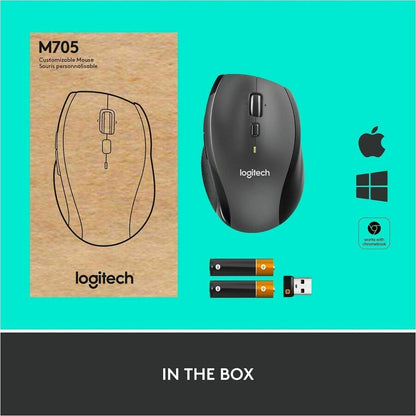 Alternate-Image7 Image for Logitech M705 Marathon Wireless Mouse, 2.4 GHz USB Unifying Receiver, 1000 DPI, 5-Programmable Buttons, Black