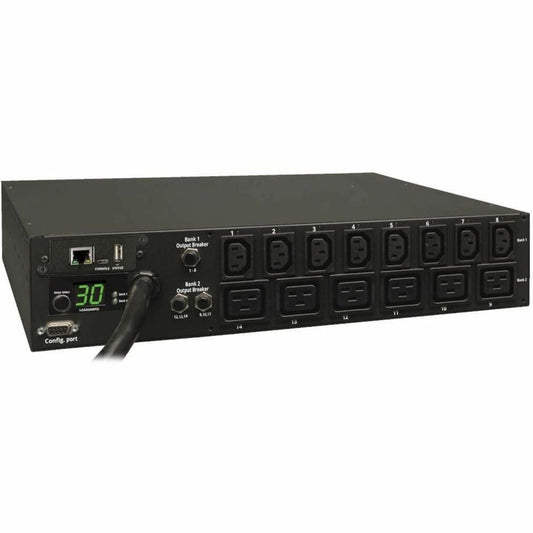 Main Image for Eaton 5.5kW Single-Phase Switched PDU - LX Interface, 208/230V Outlets (8 C13 & 6 C19), L6-30P Input, 15 ft. (4.57 m) Cord, 2U Rack-Mount, TAA