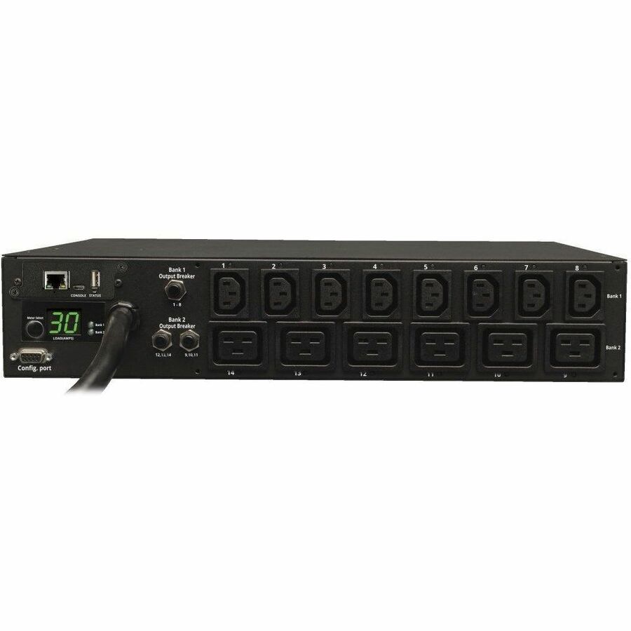 Alternate-Image2 Image for Eaton 5.5kW Single-Phase Switched PDU - LX Interface, 208/230V Outlets (8 C13 & 6 C19), L6-30P Input, 15 ft. (4.57 m) Cord, 2U Rack-Mount, TAA