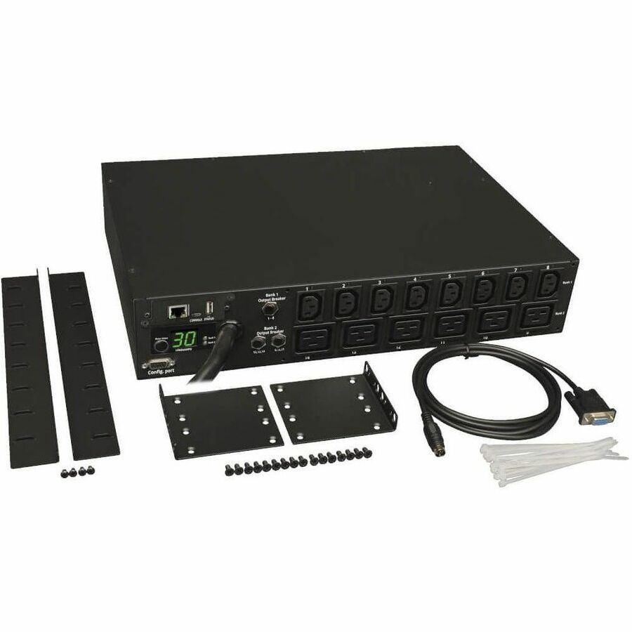 Alternate-Image3 Image for Eaton 5.5kW Single-Phase Switched PDU - LX Interface, 208/230V Outlets (8 C13 & 6 C19), L6-30P Input, 15 ft. (4.57 m) Cord, 2U Rack-Mount, TAA