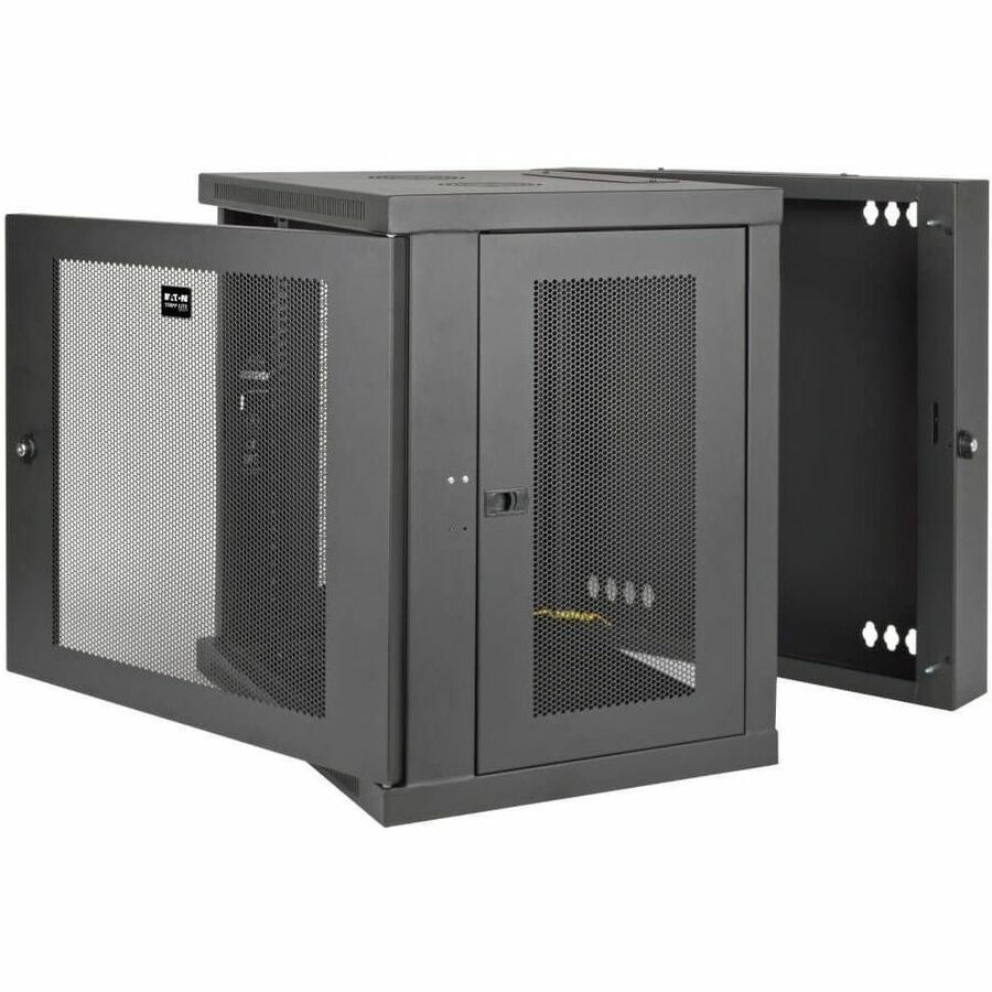 Alternate-Image2 Image for Eaton Tripp Lite Series SmartRack 10U Low-Profile Switch-Depth Wall-Mount Small Rack Enclosure, Hinged Back