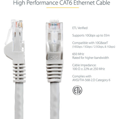 Alternate-Image2 Image for StarTech 50ft CAT6 Ethernet Cable - Gray Snagless Gigabit - 100W PoE UTP 250Mhz Category 6 Patch Cord UL Certified Wiring/TIA