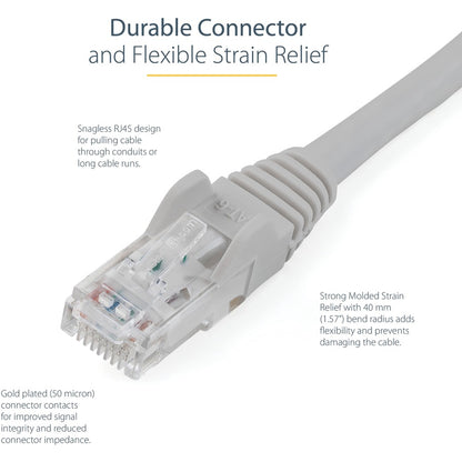 Alternate-Image3 Image for StarTech 50ft CAT6 Ethernet Cable - Gray Snagless Gigabit - 100W PoE UTP 250Mhz Category 6 Patch Cord UL Certified Wiring/TIA