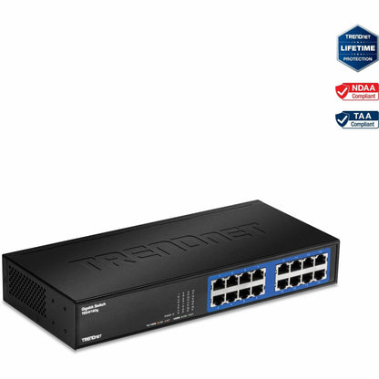 Main Image for TRENDnet 6-Port Unmanaged Gigabit GREENnet Desktop Metal Switch, Ethernet-Network Switch, 16 x 10-100-1000 RJ-45 Ports, 32 Gbps Forwarding Capacity, Lifetime Protection, Black, TEG-S16DG