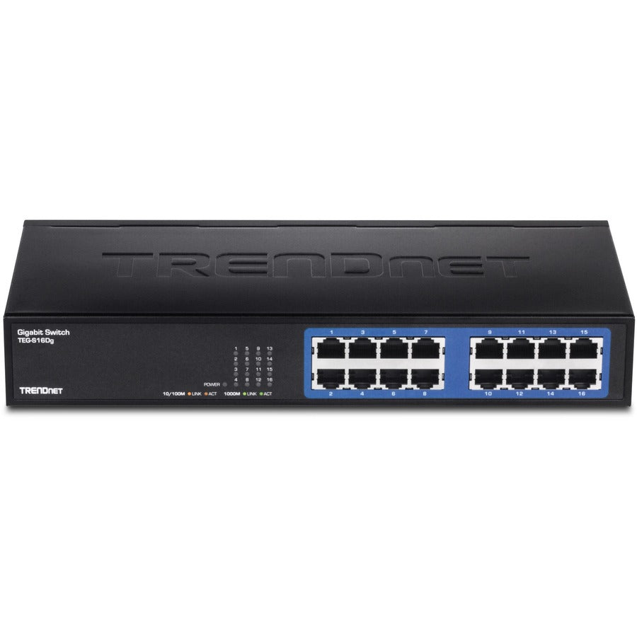 Alternate-Image7 Image for TRENDnet 6-Port Unmanaged Gigabit GREENnet Desktop Metal Switch, Ethernet-Network Switch, 16 x 10-100-1000 RJ-45 Ports, 32 Gbps Forwarding Capacity, Lifetime Protection, Black, TEG-S16DG