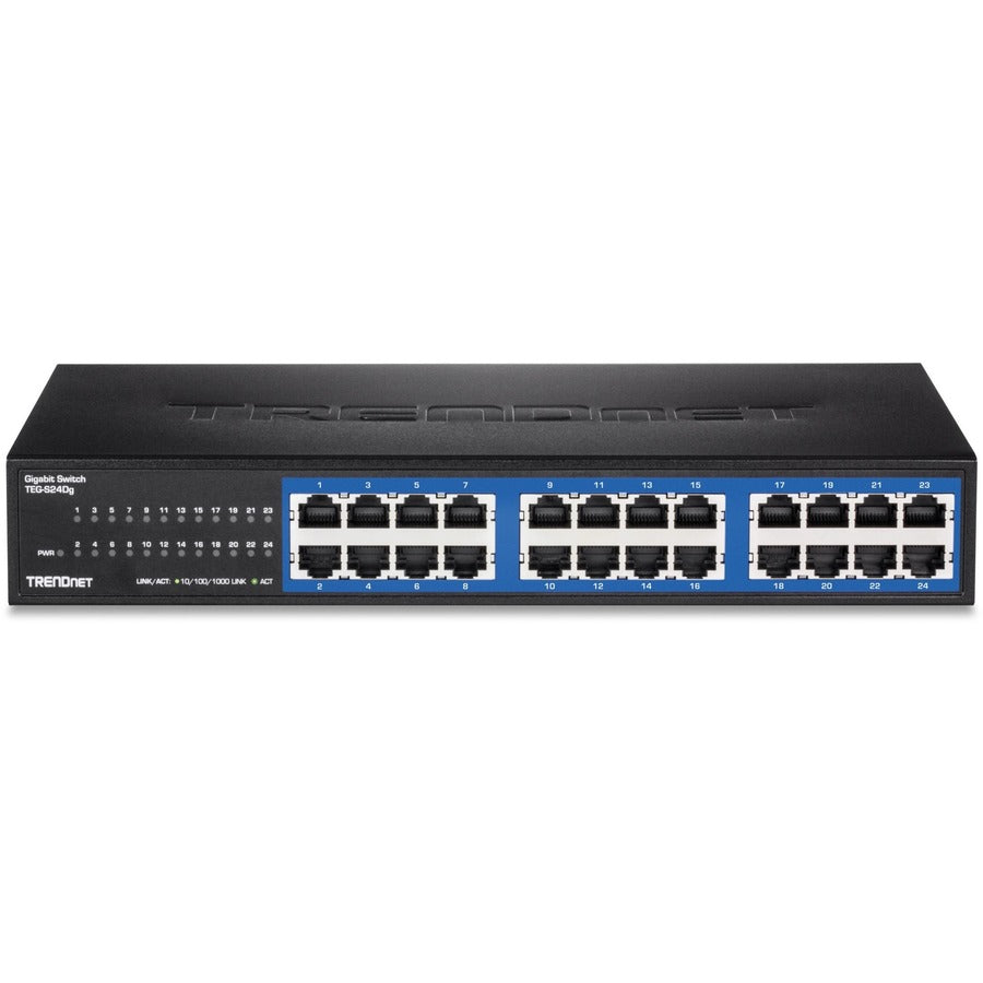 Alternate-Image3 Image for TRENDnet 24-Port Unmanaged Gigabit GREENnet Desktop Switch, Ethernet Network Switch, 24 x 10-100-1000 Gigabit Ethernet RJ-45 Ports, 48Gbps Switching Capacity, Lifetime Protection, Black, TEG-S24DG