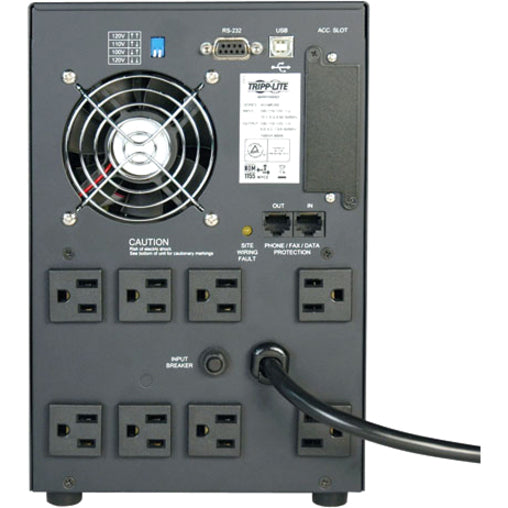 Rear Image for Eaton Tripp Lite Series SmartPro 120V 1.5kVA 900W Line-Interactive Sine Wave UPS, Tower, Network Card Options, USB, DB9, 8 Outlets