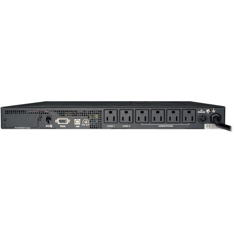 Rear Image for Eaton Tripp Lite Series SmartPro 120V 1kVA 800W Line-Interactive Sine Wave UPS, Network Card Option, USB, DB9, 6 Outlets, 1U Rack/Vertical