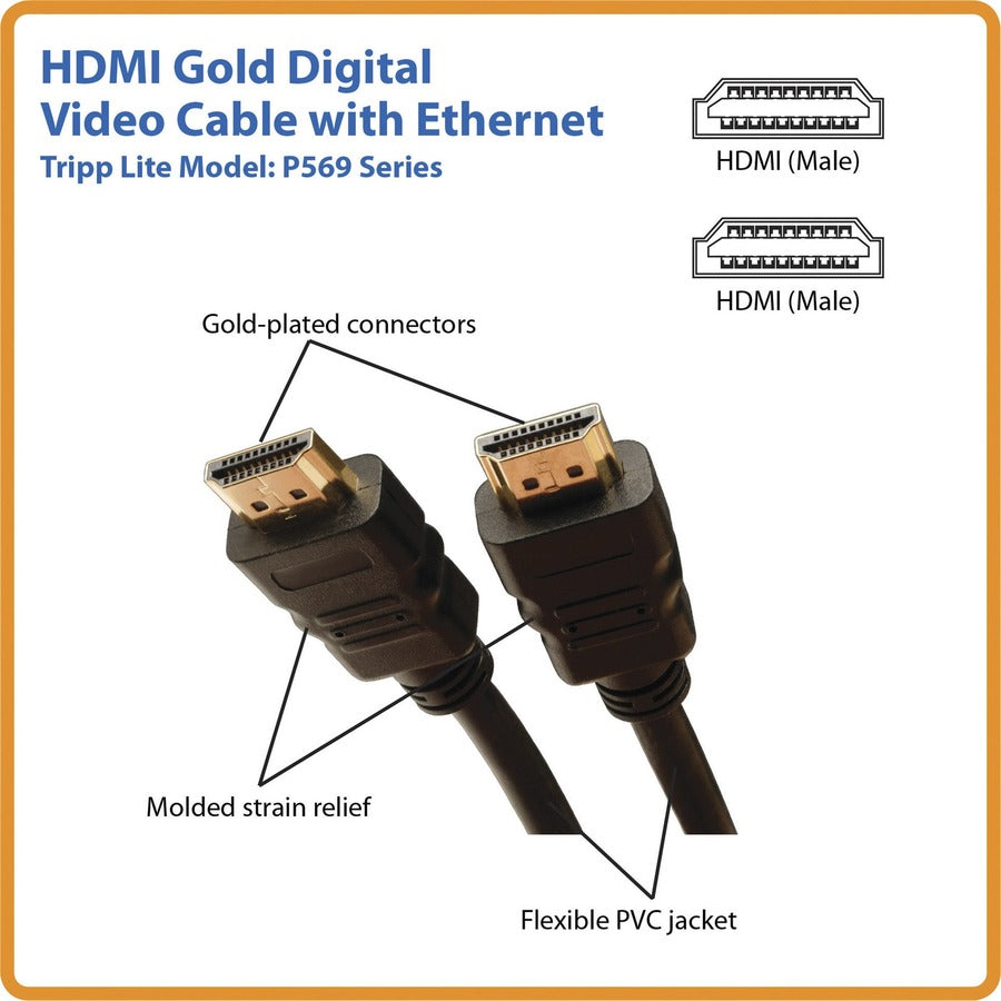 Alternate-Image1 Image for Eaton Tripp Lite Series High Speed HDMI Cable with Ethernet, UHD 4K, Digital Video with Audio (M/M), 25 ft. (7.62 m)