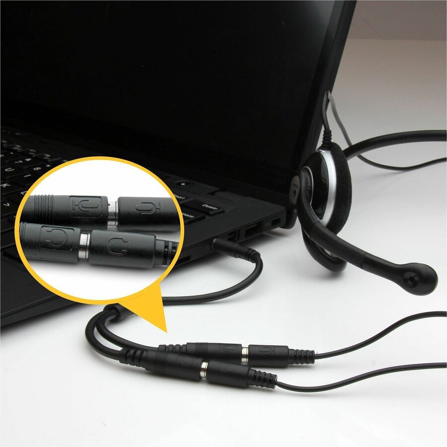 Alternate-Image4 Image for StarTech Headset adapter for headsets with separate headphone / microphone plugs - 3.5mm 4 position to 3 position and 2 position 3.5mm M/F