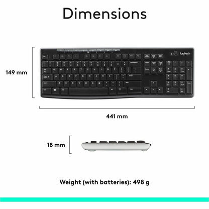 Alternate-Image7 Image for Logitech K270 Wireless Keyboard for Windows, 2.4 GHz Wireless, Full-Size, Number Pad, Black
