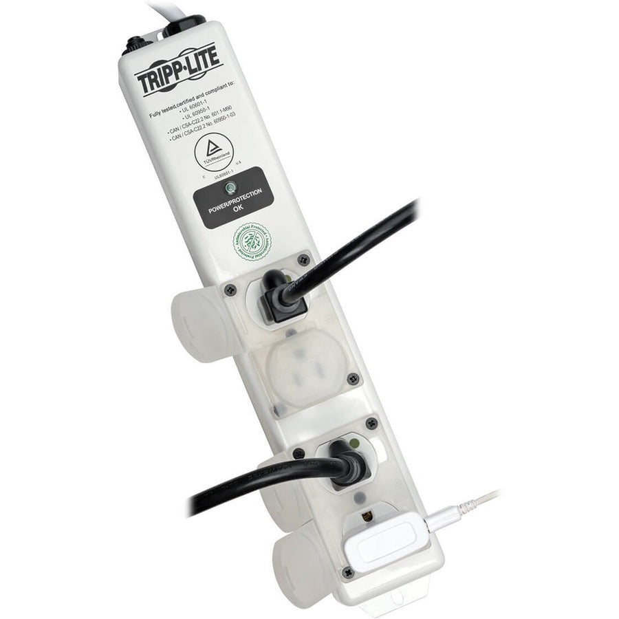 Alternate-Image1 Image for Tripp Lite by Eaton Safe-IT UL 60601-1 Medical-Grade Surge Protector for Patient-Care Vicinity 4x Hospital-Grade Outlets 15 ft. Cord Antimicrobial Protection