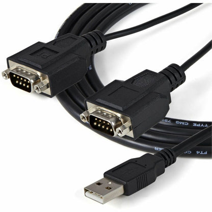 Alternate-Image2 Image for StarTech.com 6ft (1.8m) 2-Port FTDI USB to Serial RS232 Adapter Cable with COM Retention, USB to RS232 Adapter - TAA