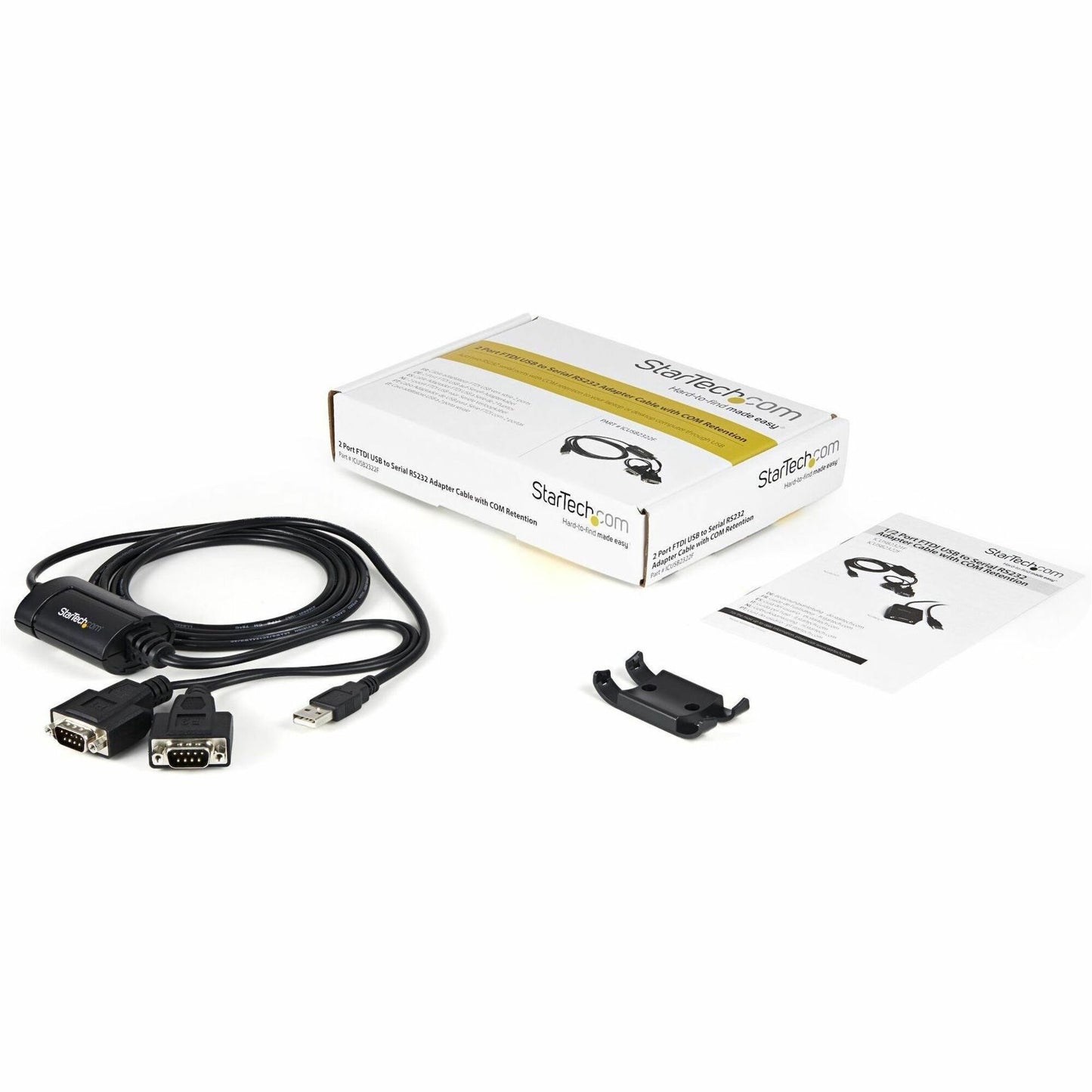 Main Image for StarTech.com 6ft (1.8m) 2-Port FTDI USB to Serial RS232 Adapter Cable with COM Retention, USB to RS232 Adapter - TAA