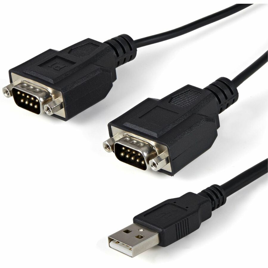 Alternate-Image1 Image for StarTech.com 6ft (1.8m) 2-Port FTDI USB to Serial RS232 Adapter Cable with COM Retention, USB to RS232 Adapter - TAA