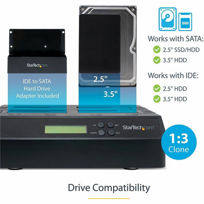 Alternate-Image2 Image for StarTech.com 4-Bay Hard Drive Duplicator and Eraser, External HDD/SSD Cloner / Copier / Wiper Tool, USB 3.0/eSATA to SATA Docking Station