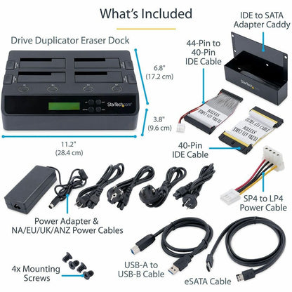 Alternate-Image6 Image for StarTech.com 4-Bay Hard Drive Duplicator and Eraser, External HDD/SSD Cloner / Copier / Wiper Tool, USB 3.0/eSATA to SATA Docking Station