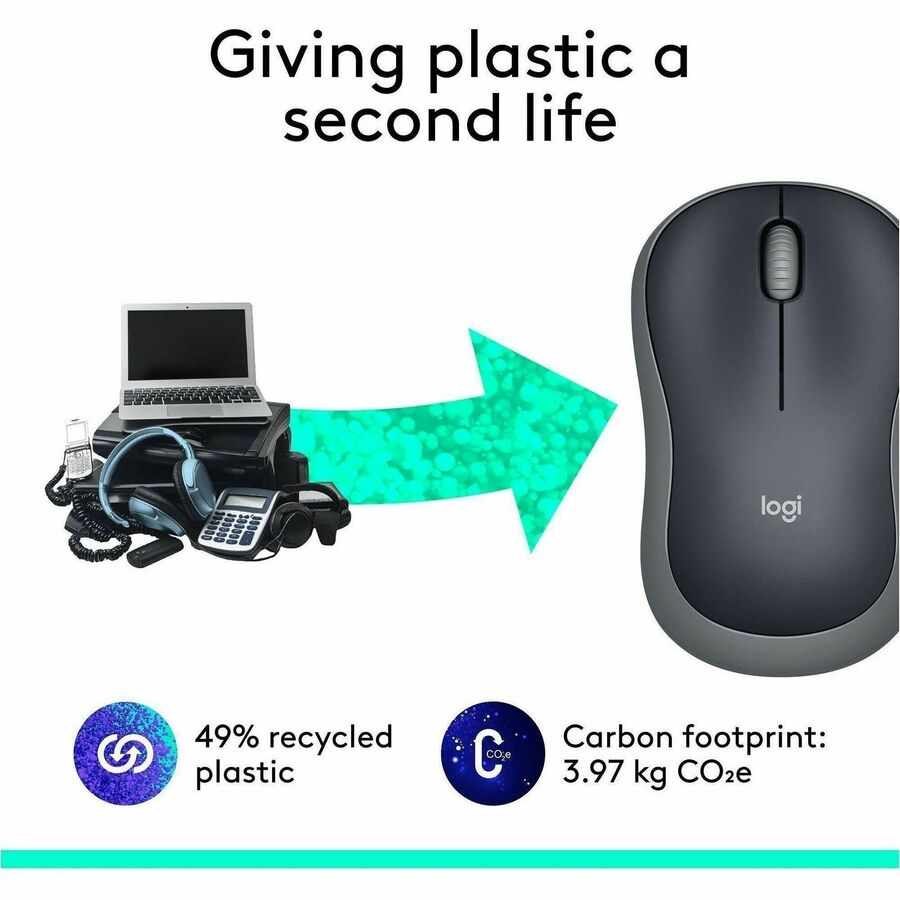 Alternate-Image3 Image for Logitech M185 Wireless Mouse, 2.4GHz with USB Mini Receiver, 1000 DPI Optical Tracking, Swift Grey