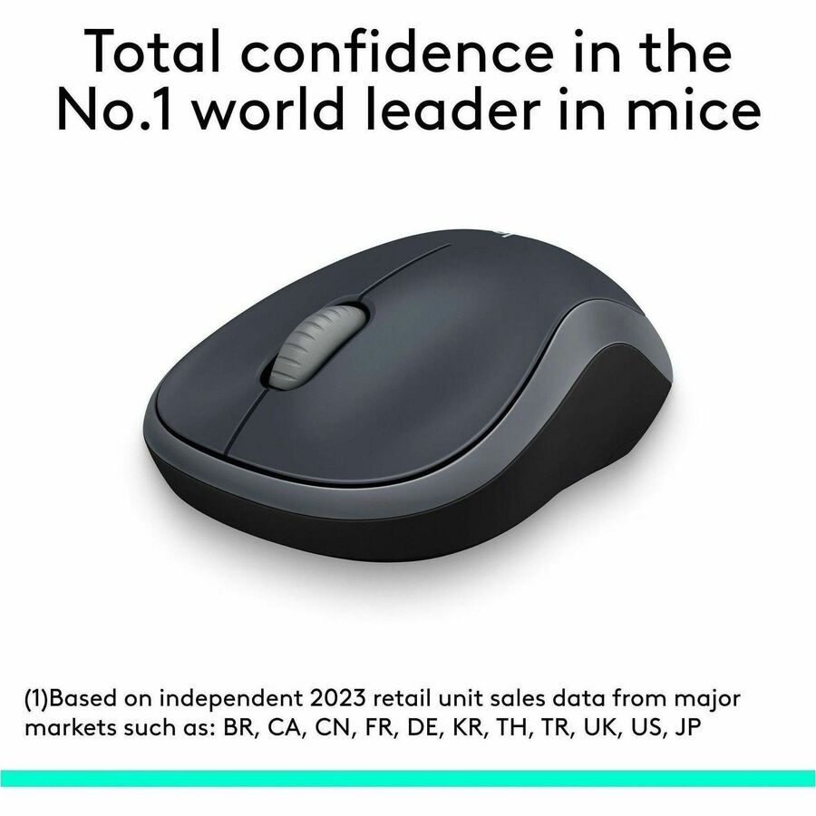 Alternate-Image1 Image for Logitech M185 Wireless Mouse, 2.4GHz with USB Mini Receiver, 1000 DPI Optical Tracking, Swift Grey
