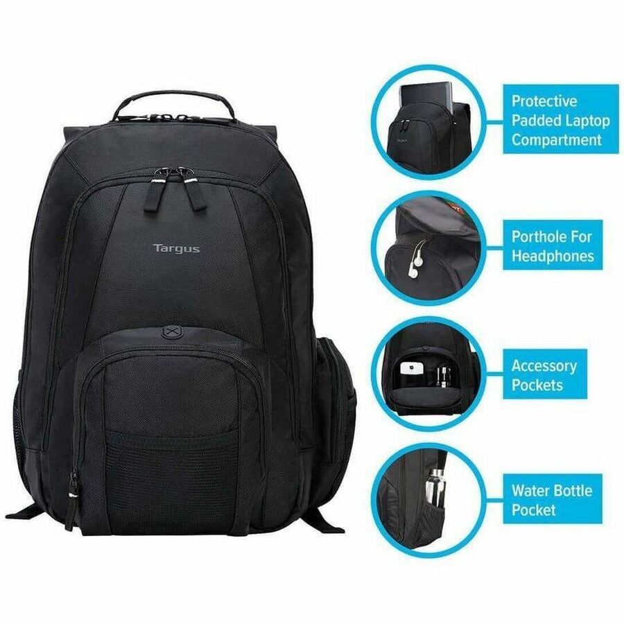 Alternate-Image4 Image for Targus Groove CVR600 Carrying Case (Backpack) for 15.4" to 16" Notebook - Black