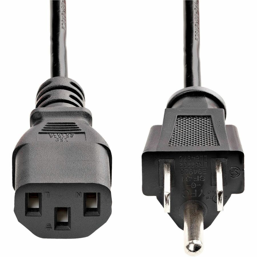 Alternate-Image3 Image for StarTech.com 15ft (4.5m) Computer Power Cord NEMA 5-15P to C13, 10A 125V, 18AWG Black Replacement AC PC Power Cord, TV/Monitor Power Cable