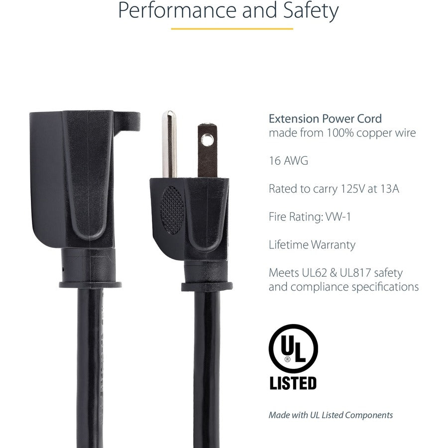 Alternate-Image2 Image for StarTech.com 25 ft Power Cord Extension - NEMA 5-15R to NEMA 5-15P
