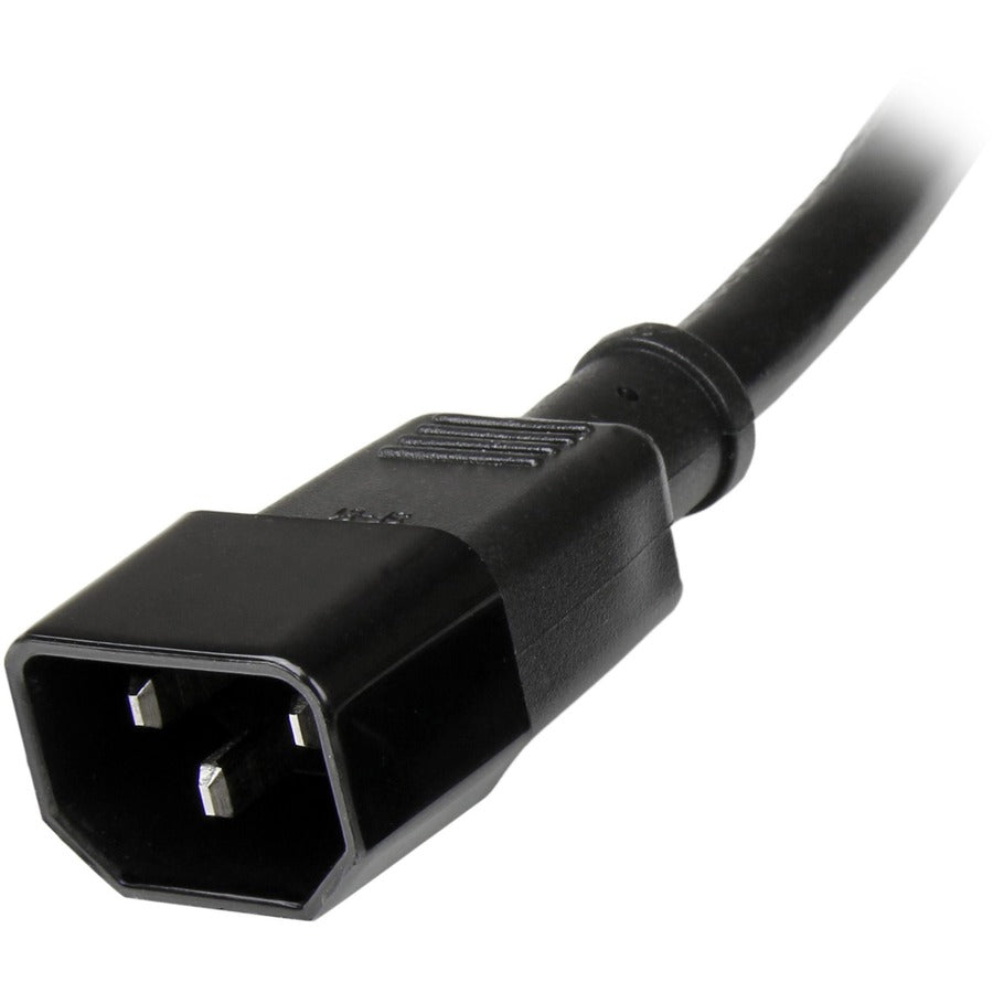 Alternate-Image2 Image for StarTech.com 6ft (1.8m) Heavy Duty Extension Cord, IEC C14 to IEC C13 Black Extension Cord, 15A 125V, 14AWG, Heavy Gauge Power Cable