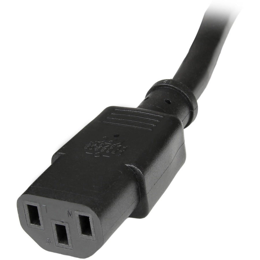 Alternate-Image3 Image for StarTech.com 6ft (1.8m) Heavy Duty Extension Cord, IEC C14 to IEC C13 Black Extension Cord, 15A 125V, 14AWG, Heavy Gauge Power Cable